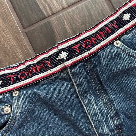 VTG Tommy Hilfiger Beaded Waist High Rise Distressed Denim Shorts Sz 12 - Picture 4 of 7